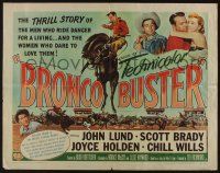 1z586 BRONCO BUSTER style A 1/2sh '52 directed by Budd Boetticher, cool art of rodeo cowboy on horse