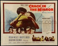 1z634 CRACK IN THE MIRROR 1/2sh '60 Orson Welles, Bradford Dillman, Juliette Greco, in dual roles!