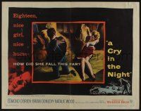 1z641 CRY IN THE NIGHT 1/2sh '56 cool art of Raymond Burr & 18 year-old Natalie Wood!