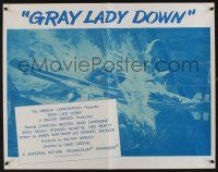 1z682 GRAY LADY DOWN 1/2sh '78 Charlton Heston, David Carradine, cool submarine artwork!