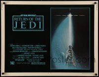 1z826 RETURN OF THE JEDI 1/2sh '83 George Lucas, art of hands holding lightsaber by Tim Reamer!