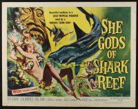 1z849 SHE GODS OF SHARK REEF 1/2sh '58 Roger Corman, AIP, wonderful art of naked swimmers & sharks