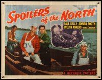 1z866 SPOILERS OF THE NORTH style A 1/2sh '47 image of of Paul Kelly, Adrian Booth & cast in boat!