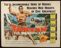 1z887 TARZAN THE MAGNIFICENT 1/2sh '60 artwork of barechested Gordon Scott, greatest of them all!