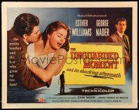 1z923 UNGUARDED MOMENT style A 1/2sh '56 sexy teacher Esther Williams threatened by John Saxon!