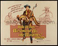 1z959 WESTWARD HO THE WAGONS 1/2sh '57 artwork of cowboy Fess Parker holding Native American!