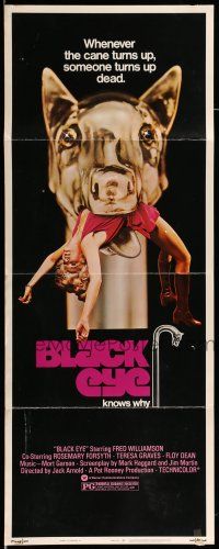 1z025 BLACK EYE insert '74 Fred Williamson, blaxploitation, wild killer dog cane image!