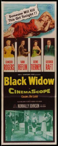 1z028 BLACK WIDOW insert '54 Ginger Rogers, Gene Tierney, Van Heflin, George Raft, sexy art!