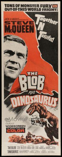 1z031 BLOB/DINOSAURUS insert '64 great close up of Steve McQueen, plus art of T-Rex w/girl!