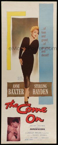 1z052 COME ON insert '56 Sterling Hayden, full-length image of very sexy bad girl Anne Baxter!