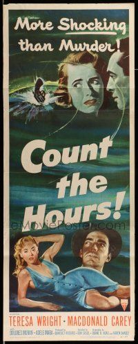 1z056 COUNT THE HOURS insert '53 Don Siegel, art of sexy bad girl Adele Mara in low-cut dress!