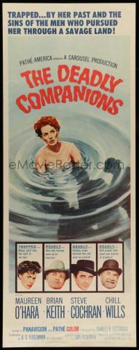 1z067 DEADLY COMPANIONS insert '61 first Sam Peckinpah, art of sexy Maureen O'Hara caught swimming!