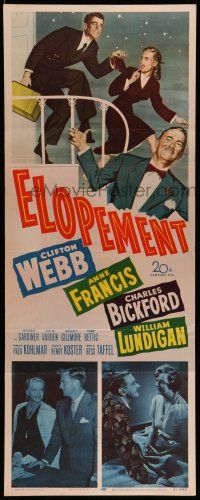 1z095 ELOPEMENT insert '51 art of Clifton Webb, Anne Francis, Charles Bickford!