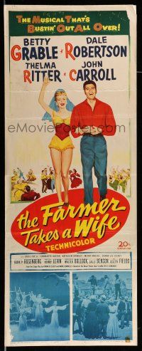 1z121 FARMER TAKES A WIFE insert '53 artwork of Dale Robertson walking with sexy Betty Grable!