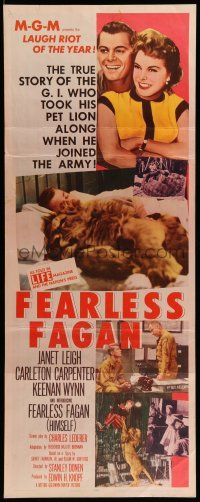 1z128 FEARLESS FAGAN insert '52 Janet Leigh, Carleton Carpenter, wacky art of lion in bunk bed!