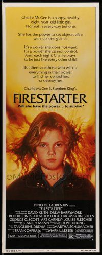 1z135 FIRESTARTER insert '84 close up of creepy eight year-old Drew Barrymore, sci-fi!