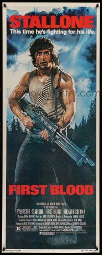 1z136 FIRST BLOOD insert '82 artwork of Sylvester Stallone as John Rambo by Drew Struzan!