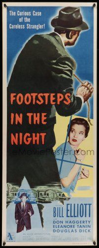 1z144 FOOTSTEPS IN THE NIGHT insert '57 the curious case of the careless strangler!