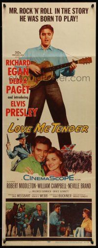 1z001 LOVE ME TENDER insert '56 1st Elvis Presley, artwork with Debra Paget & playing guitar!