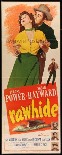 1z353 RAWHIDE insert '51 Tyrone Power & pretty Susan Hayward in western action!