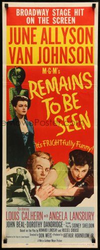1z357 REMAINS TO BE SEEN insert '53 Van Johnson, June Allyson, Angela Lansbury by creepy statue!