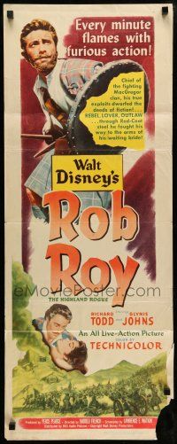 1z371 ROB ROY insert '54 Disney, art of Richard Todd as The Scottish Highland Rogue!