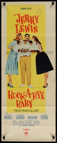 1z374 ROCK-A-BYE BABY insert '58 Jerry Lewis with Marilyn Maxwell, Connie Stevens, and triplets!