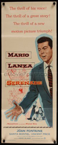 1z392 SERENADE insert '56 art of Mario Lanza, from the story by James M. Cain, Anthony Mann