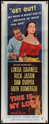 1z453 THIS IS MY LOVE insert '54 Dan Duryea hates Faith Domergue for what she did to his wife!