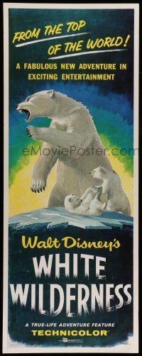1z512 WHITE WILDERNESS insert '58 Disney, cool art of polar bear & arctic animals on top of world!