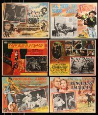 2a122 LOT OF 24 WESTERN AND MILITARY MEXICAN LOBBY CARDS '50s-60s a variety of movie scenes!