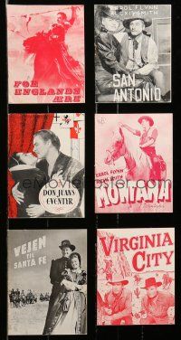 2a207 LOT OF 6 ERROL FLYNN DANISH PROGRAMS '40s-50s great images from San Antonio & more!