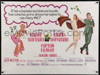 2b593 CACTUS FLOWER British quad '69 art of Matthau, sexy hippie Goldie Hawn & nurse Bergman!