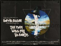 2b641 MAN WHO FELL TO EARTH British quad '76 Nicolas Roeg, best art of David Bowie by Vic Fair!