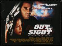 2b651 OUT OF SIGHT DS British quad '98 Soderbergh, cool image of George Clooney, Jennifer Lopez!