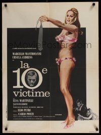 2b456 10th VICTIM French 23x31 '65 La Decima Vittima, sexy Ursula Andress by Charles Rau!