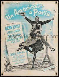 2b458 AMERICAN IN PARIS French 24x32 R60s great art of Gene Kelly dancing w/sexy Leslie Caron!