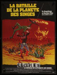 2b460 BATTLE FOR THE PLANET OF THE APES French 23x31 '73 sci-fi art of war between apes & humans!