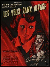 2b473 EYES WITHOUT A FACE French 23x32 '62 Les Yeux Sans Visage, different art by Jean Mascii!