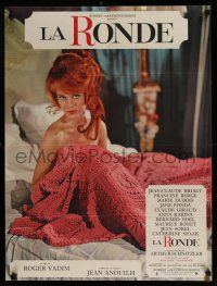 2b488 LA RONDE French 23x31 '64 best image of naked Jane Fonda in bed, directed by Roger Vadim!