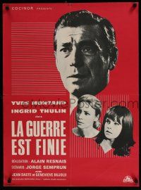 2b518 WAR IS OVER French 23x31 '66 Alain Resnais' La guerre est finie, Yves Montand, Ingrid Thulin