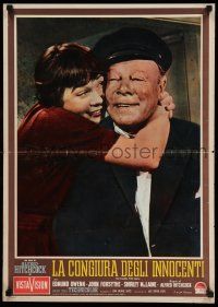 2b076 TROUBLE WITH HARRY Italian photobusta '56 Hitchcock, Shirley MacLain hugging Edmund Gwenn!