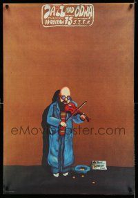 2b821 JAZZ NAD ODRA Polish 26x38 '75 Jan Sawka art of man playing violin on the street!