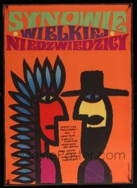 2b773 SONS OF GREAT BEAR Polish 23x33 '66 Gojko Mitic, Krajewski art of Native American Indian!
