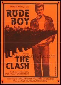 2b039 RUDE BOY Swiss '80 The Clash, cool different image of Mick Jones & police, orange design!