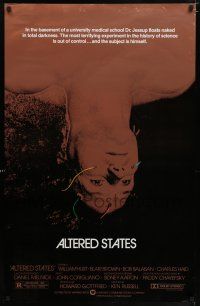 2c034 ALTERED STATES foil 1sh '80 William Hurt, Paddy Chayefsky, Ken Russell, sci-fi!