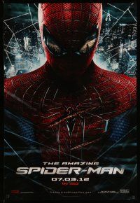2c035 AMAZING SPIDER-MAN teaser DS 1sh '12 portrait of Andrew Garfield in title role over city!