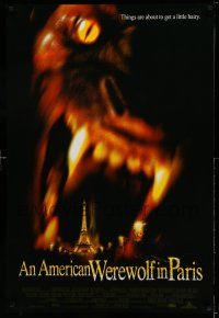 2c043 AMERICAN WEREWOLF IN PARIS DS 1sh '97 horror image of giant werewolf & Eiffel Tower!