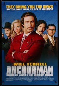 2c046 ANCHORMAN DS 1sh '04 The Legend of Ron Burgundy, image of newscaster Will Ferrell!