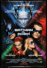 2c080 BATMAN & ROBIN advance DS 1sh '97 Clooney, O'Donnell, Schwarzenegger, Thurman, cast images!